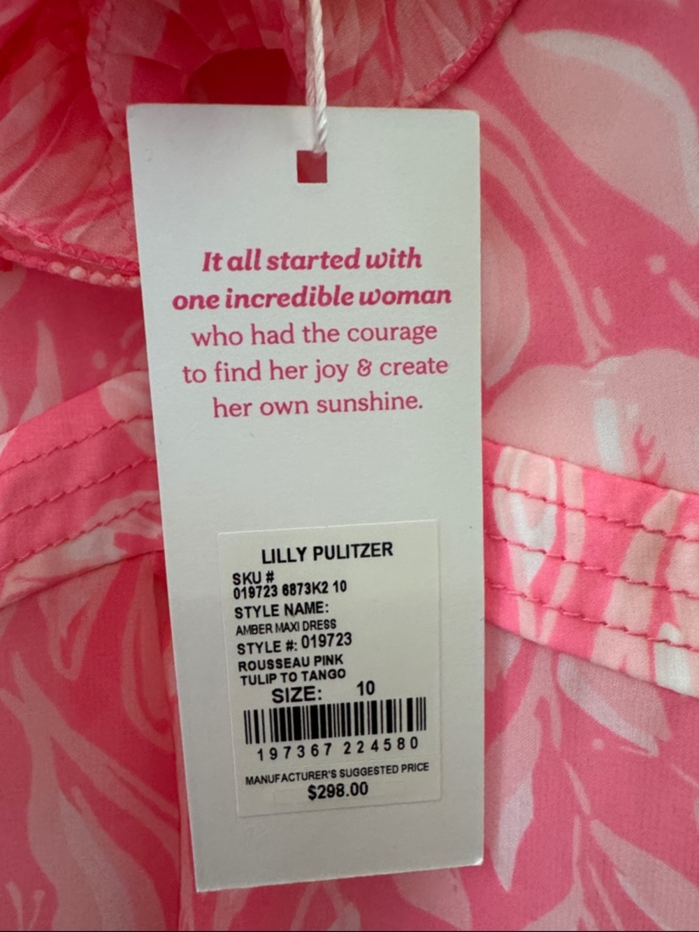 Lilly Pulitzer Pink Floral Ruffle-Trim Amber maxi dress Rousseau pink size 10 - Picture 3 of 8